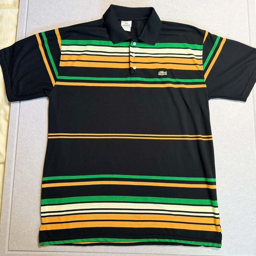 Lacoste Men’s Size 8 Presidents Cup SPORT Ultra-Dry Striped Polo Black Multi